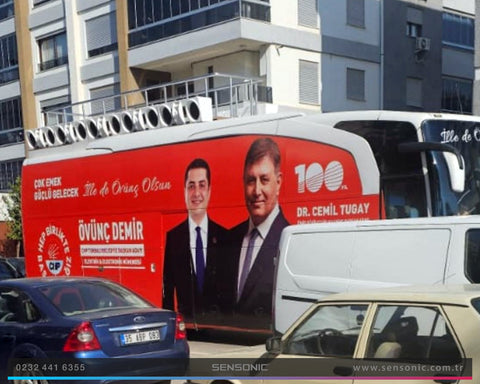 Seçim Otobüsü Araç Üstü Ses ve Anons Sistemi